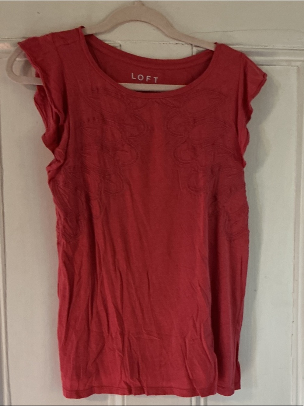 LOFT Coral Embroidered Tank Top